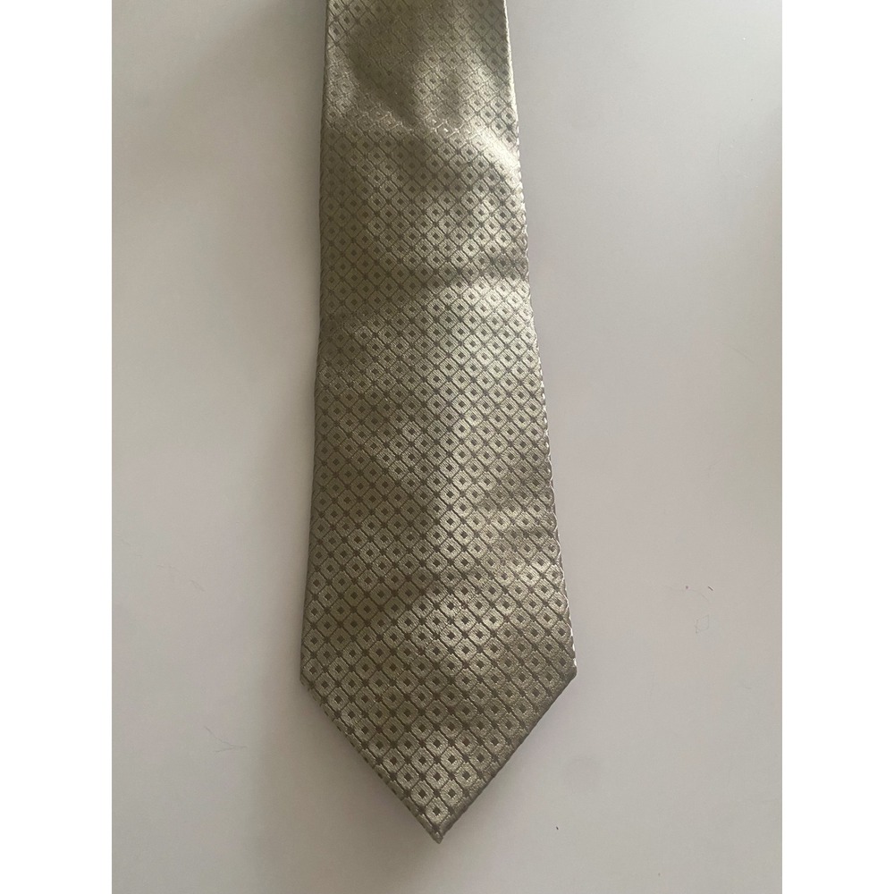 Pierre Cardin Mens Geometric Pattern Silk Tie Gold Tonal